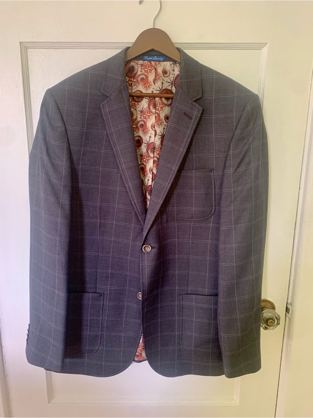 English Laundry Light Academia  Gray Windowpane Blazer - Contemporary Tailored